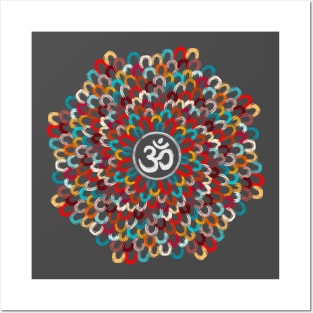 Yogi, Prana Mandala Om - Colorful Feathers Posters and Art